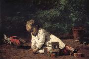 Thomas Eakins The Baby play on the floor painting
